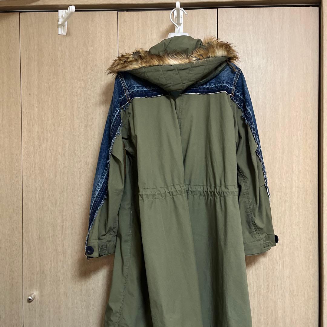 sacai デニムモッズコート フード付き