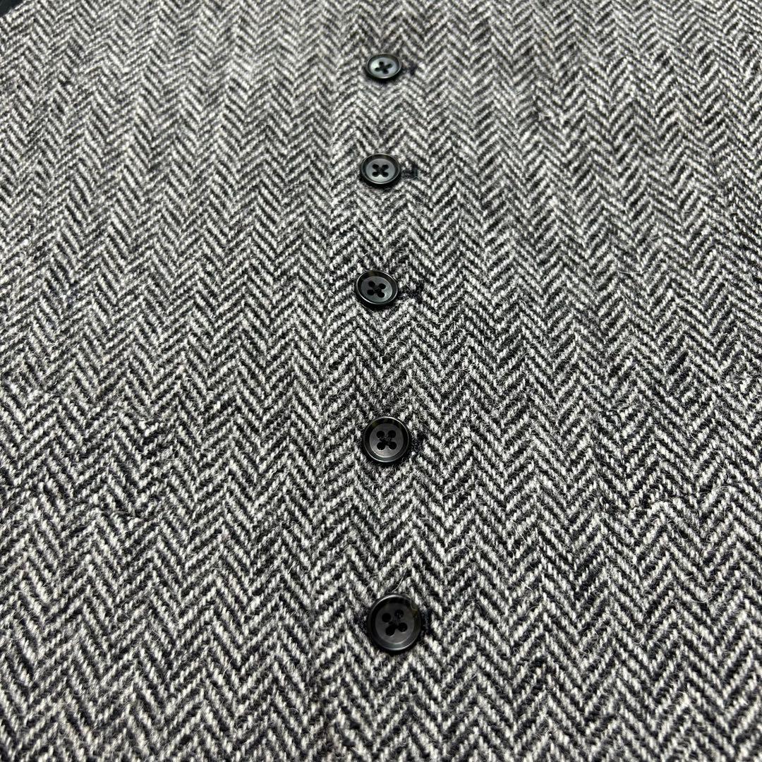 【極美品】ハリスツイード ヘリンボーン ベスト ジレ L グレー OXFORD