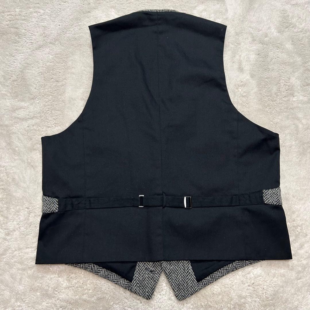 【極美品】ハリスツイード ヘリンボーン ベスト ジレ L グレー OXFORD