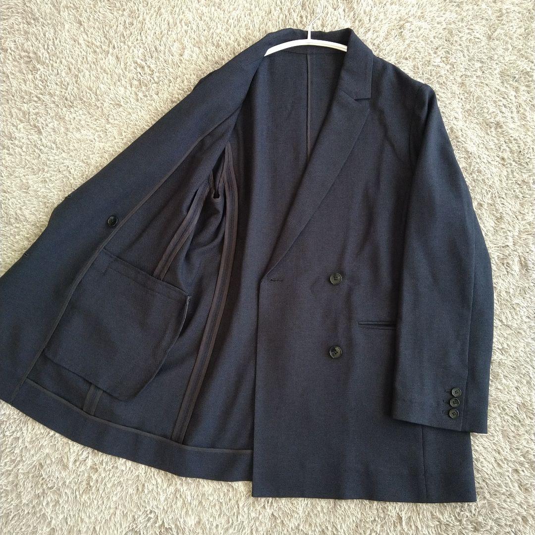 スローブイエナ SLOBE IENA リネンライクダブルブレストジャケット 紺