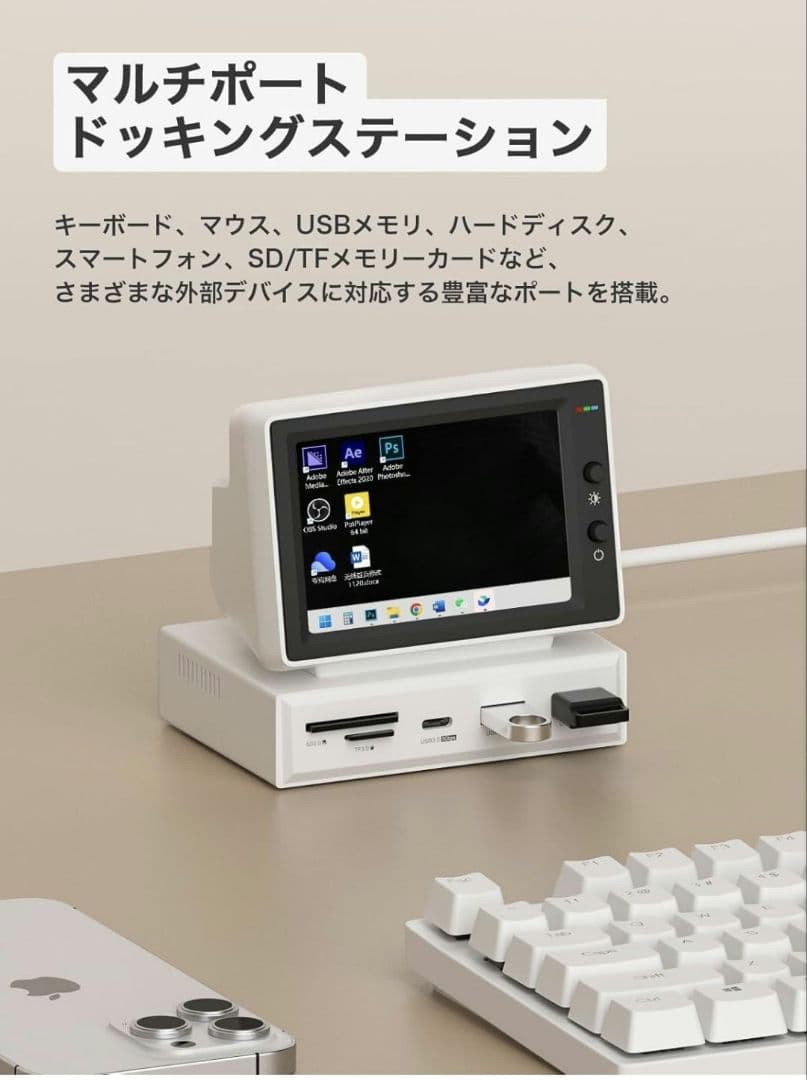 Hagibis IPSミニモニター 3.5インチ USB-C ハブ一体型