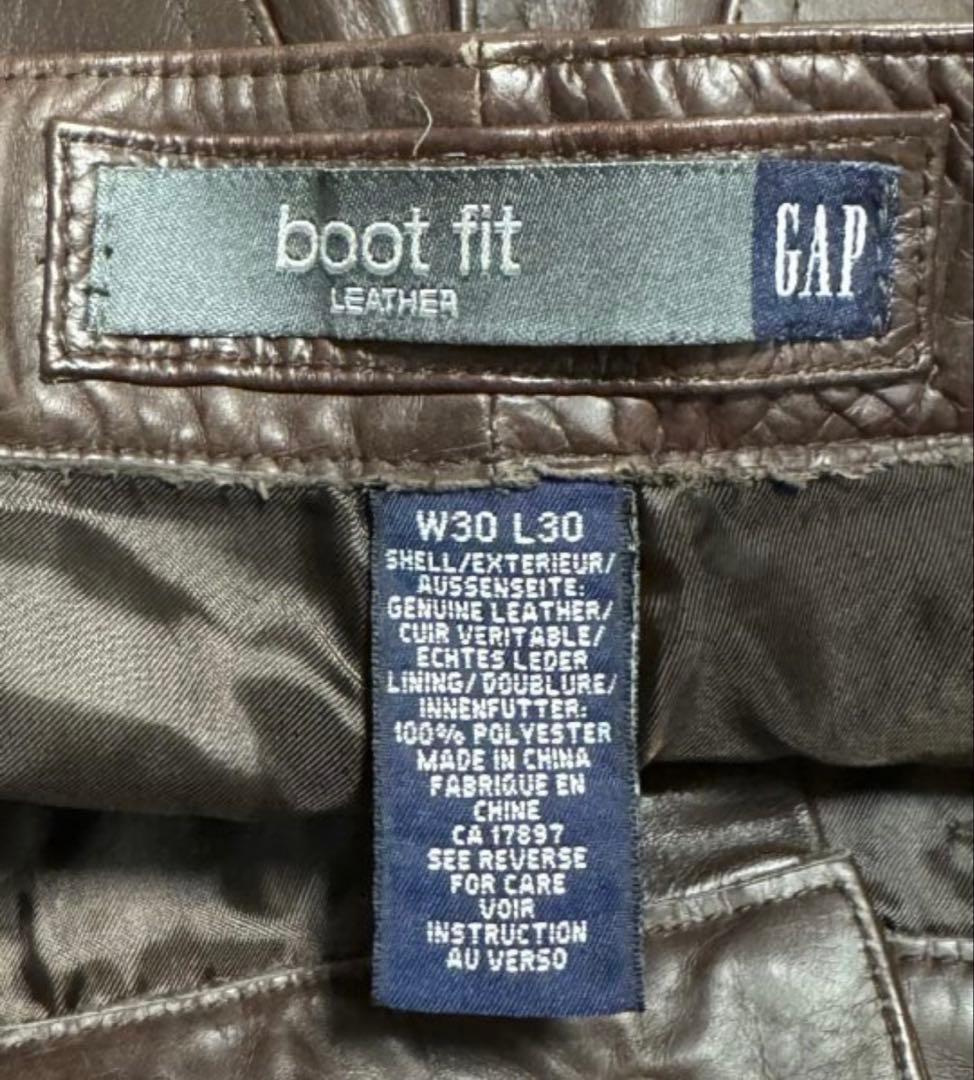 OLD Gap レザーパンツブーツフィットW30 L30 ブラウン　　山田蓮着用