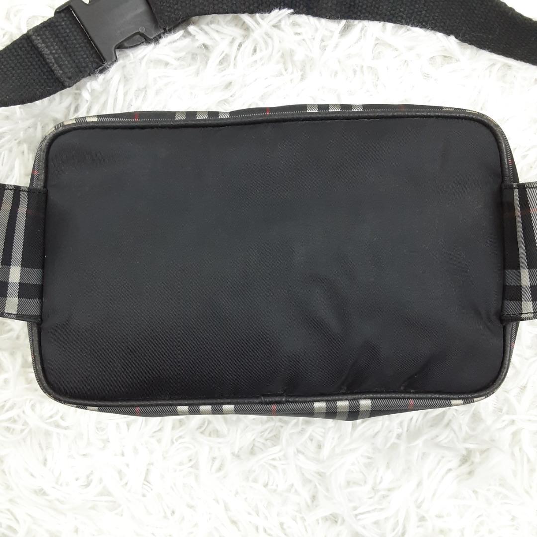 美品◎BURBERRY バーバリー ウエストバッグ 黒 ノバチェック イタリア製