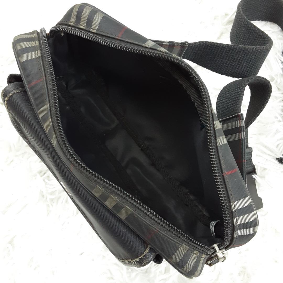 美品◎BURBERRY バーバリー ウエストバッグ 黒 ノバチェック イタリア製