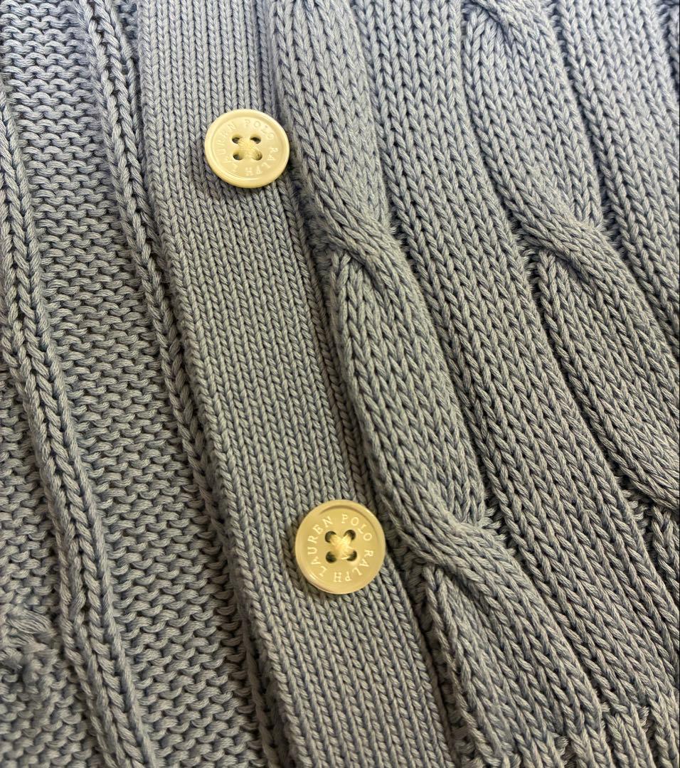 ポロラルフローレンケーブルニットカーディガン 現行　QRコード　ポニー刺繍　M