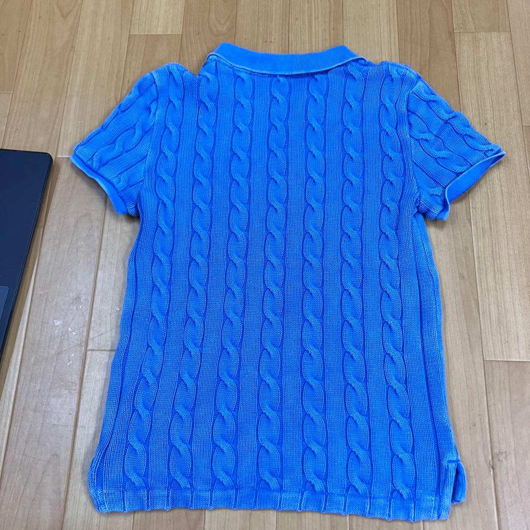 ポロ　バイ　ラルフローレン　ケーブル　ニット　ポロシャツ　Mサイズ　青