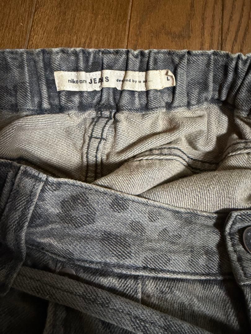 【完売品】ニコアンド REMAKE BARREL DENIM レオパード　L