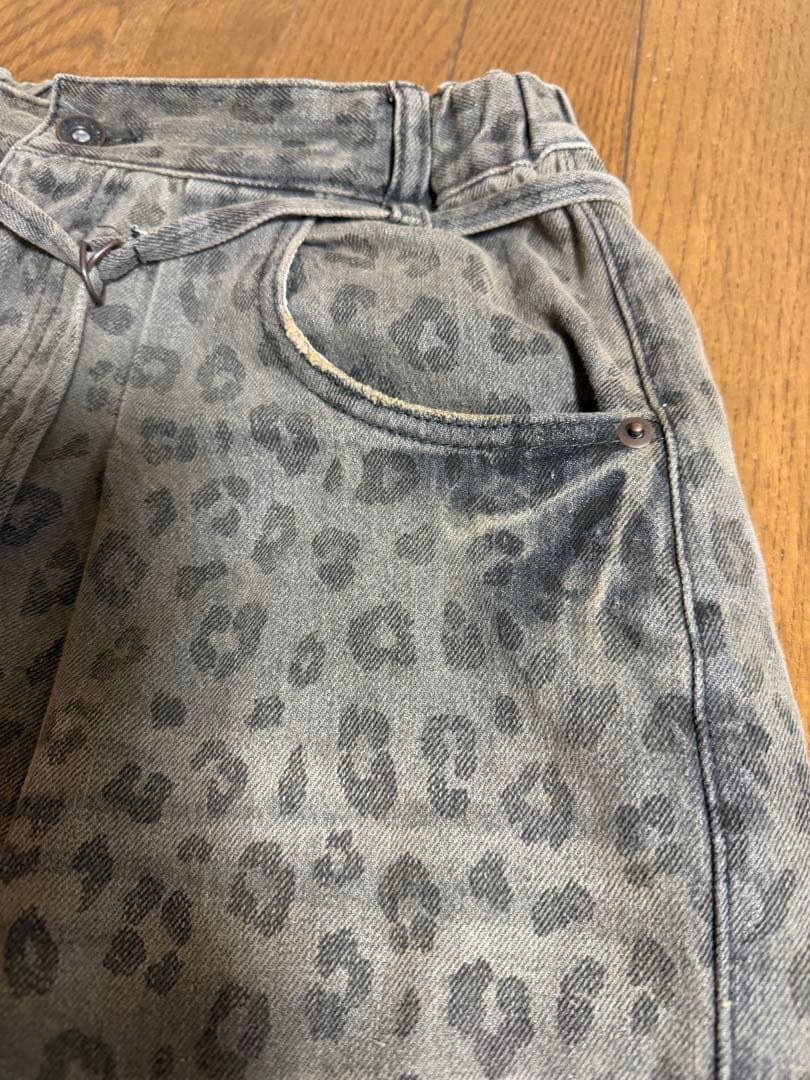 【完売品】ニコアンド REMAKE BARREL DENIM レオパード　L