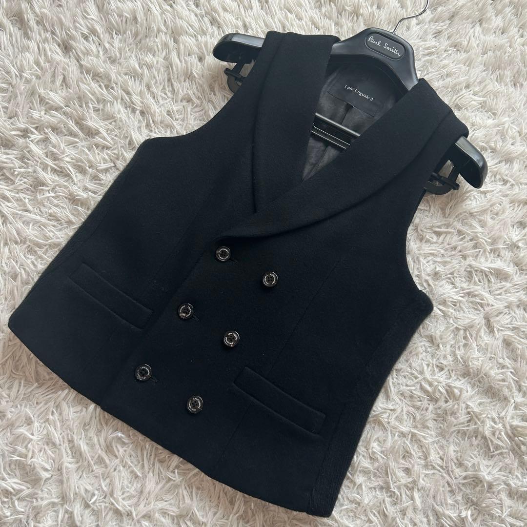極美品 1piu1uguale3 クレイジーリブ ジレ ベスト カシミヤ 絹
