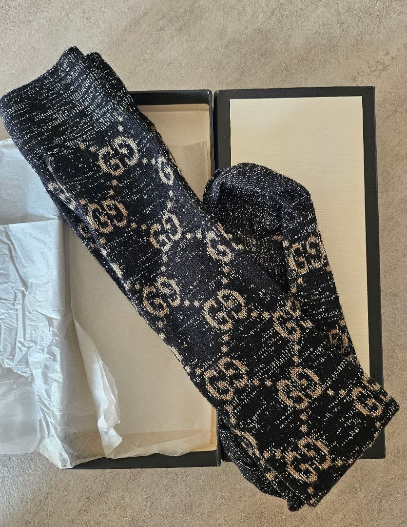【希少/廃盤】GUCCI ラメソックス ブラック GGロゴ