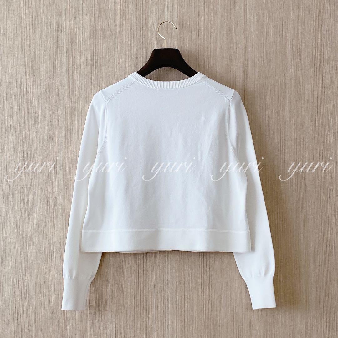 【1423】美品　アナイ　ミックスツイードドッキング カーディガン　白　38