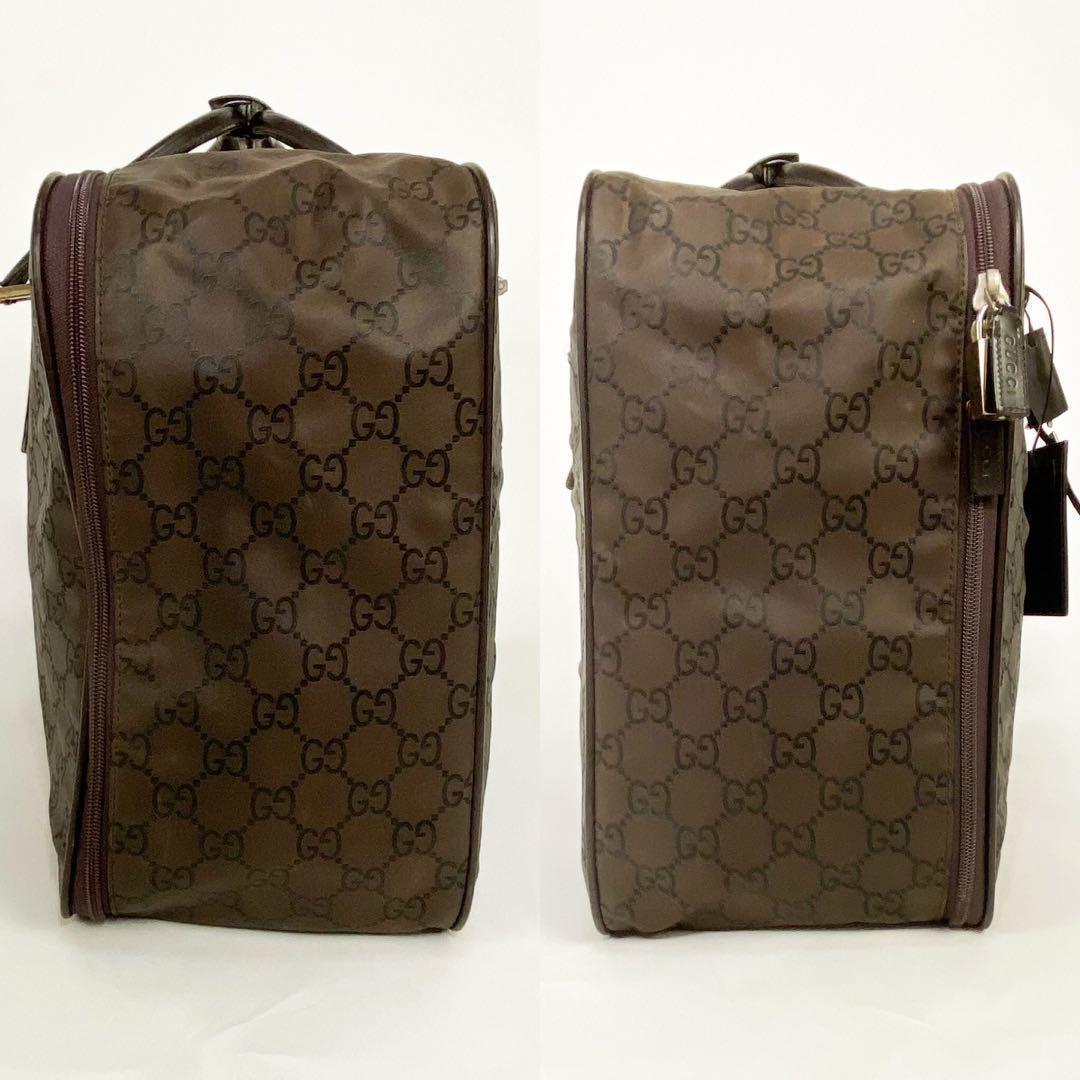 【正規品】GUCCI グッチ GG柄 ボストンバッグ 茶 ブラウン パドロック付