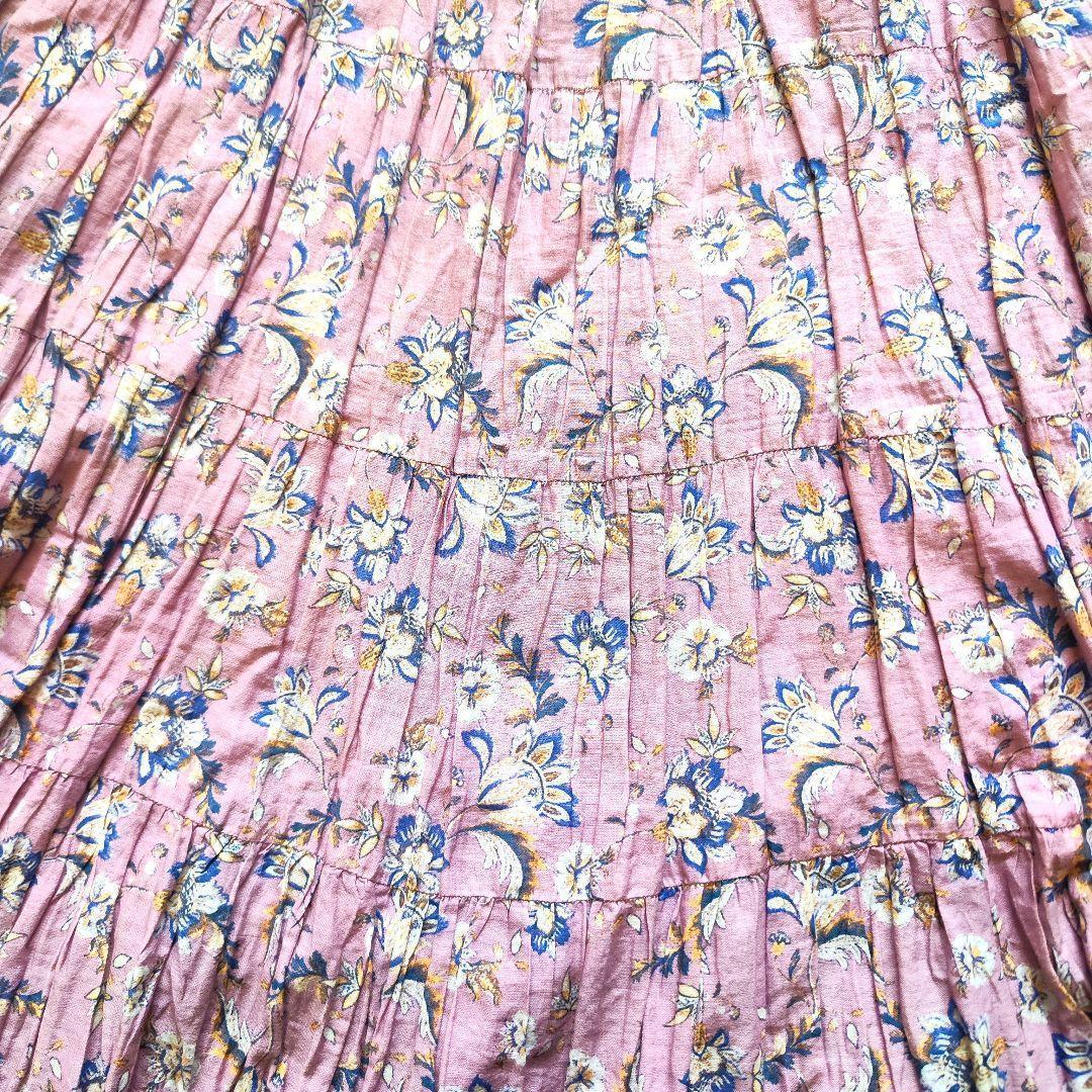 【美品】MARIHA マリハ 草原の虹色 花柄 フレアスカート ピンク Mサイズ