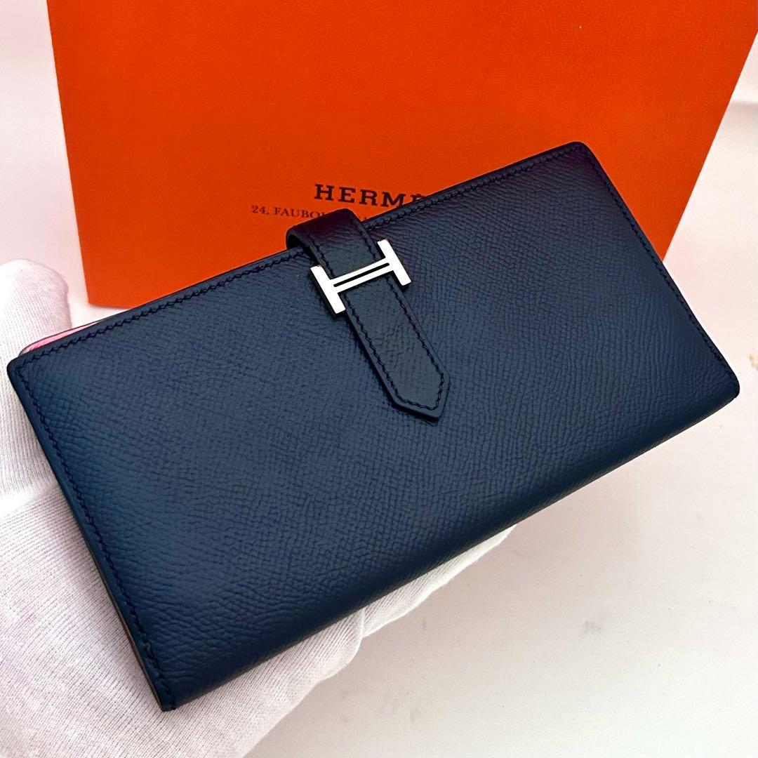 HERMES べアンスフレ　バイカラー　ネイビー　ピンク