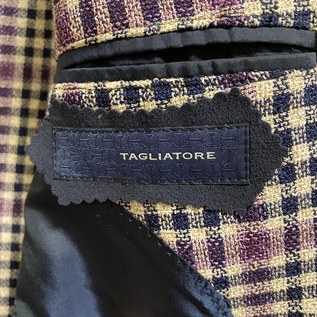 [ラペルピン付]TAGLIATORE チェック柄 テーラードジャケット