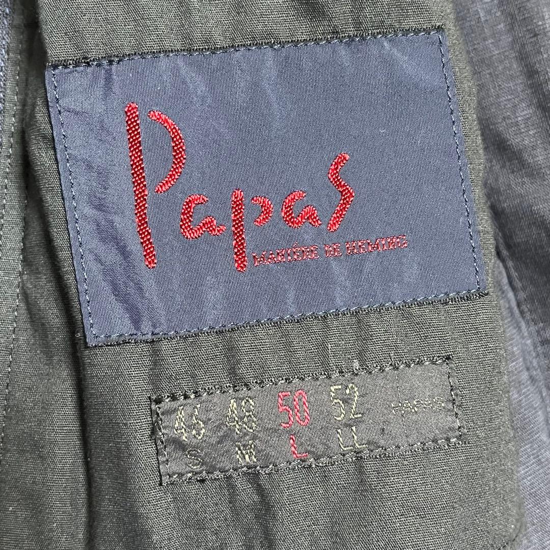 【希少サイズXL 現行】パパス　テーラードジャケット　リネン　近年モデル　紺