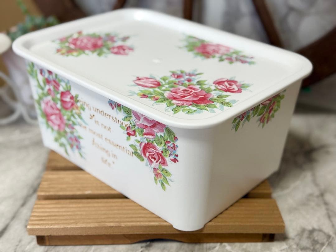 蓋付き収納BOX※積み重ね収納BOX※壁掛けミラー※薔薇雑貨※デコパージュ薔薇