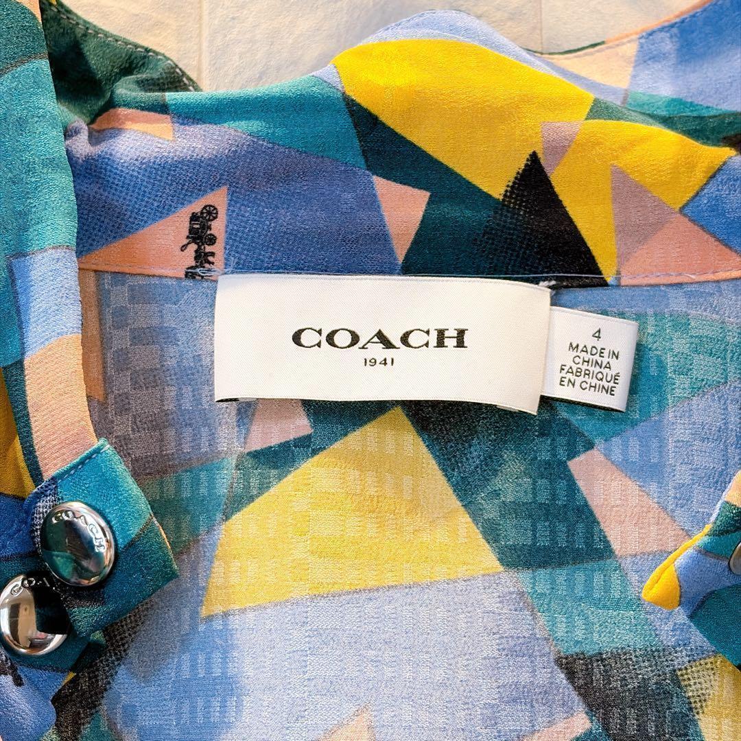 COACH コーチ ボールド ジオ モック ネック ドレス　ワンピース　シルク