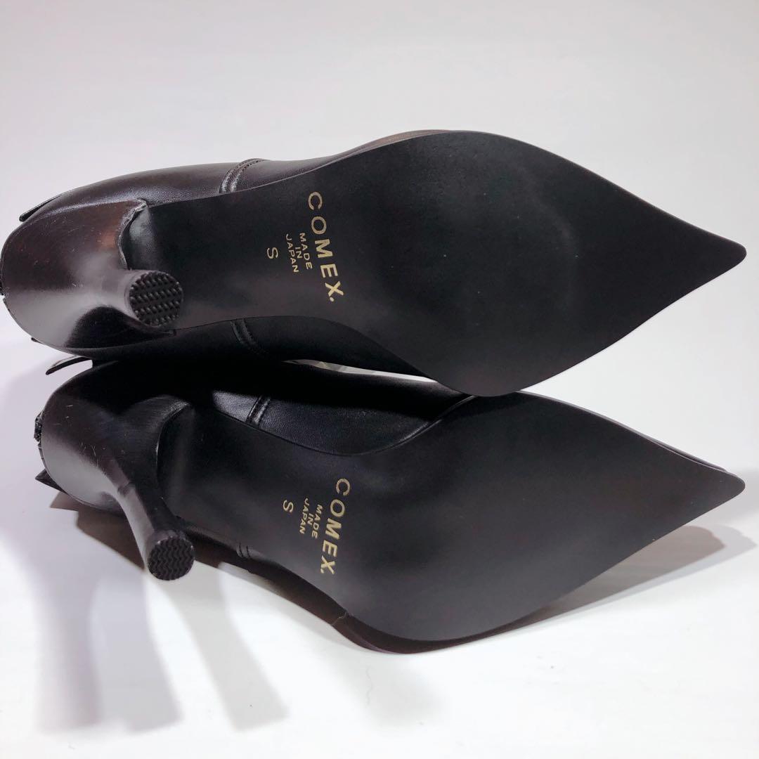 【極美品】COMEX ショートブーツ　ポインテッドトゥ　型押し　ハイヒール