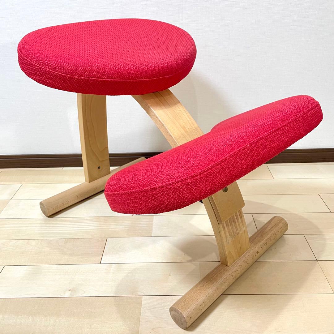 【みーみ】バランスラボ バランスチェア バランスイージー レッド 中古品