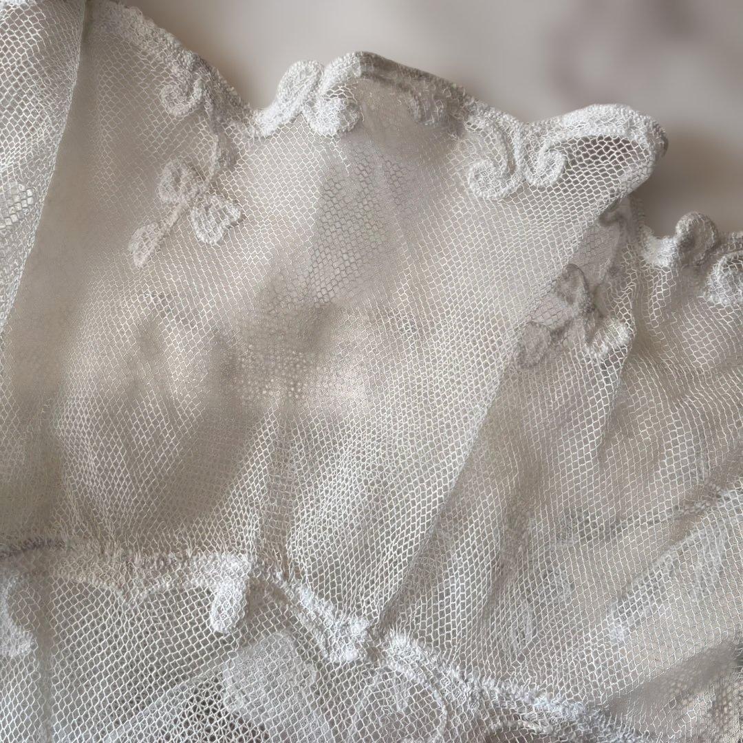 フランスアンティーク♡リボン刺繍チュールカーテン