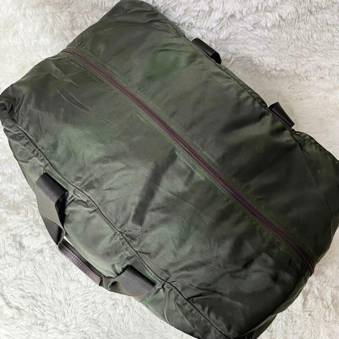 【美品】PRADA プラダ　ボストンバック　旅行用　ナイロン　カーキ　大容量