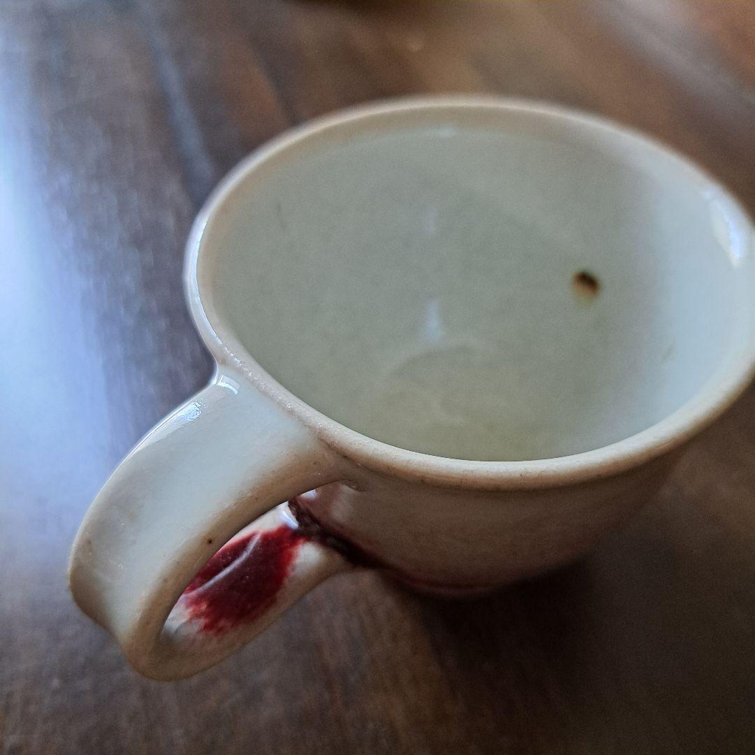 辰砂釉　隅落角皿　茶碗　マグ