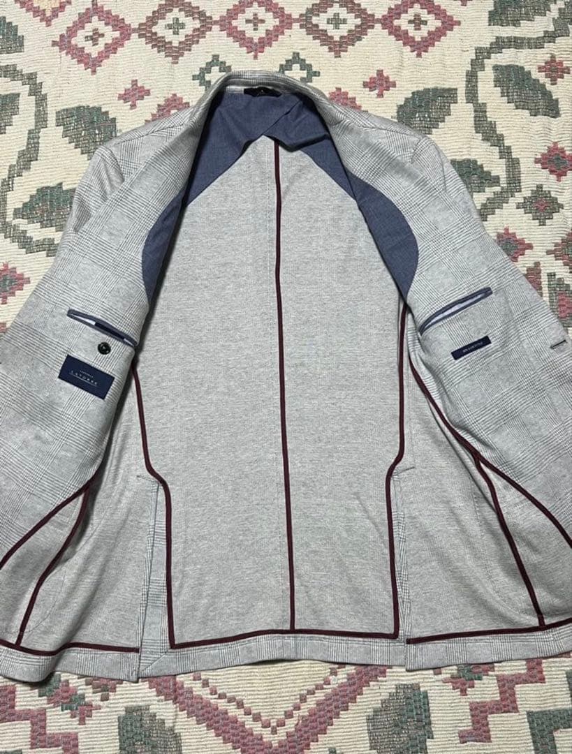 美品 SARTORIA LATORRE グレー チェック柄 2Bジャケット50