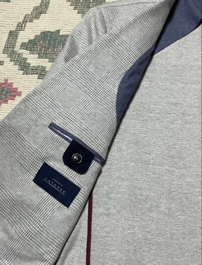 美品 SARTORIA LATORRE グレー チェック柄 2Bジャケット50