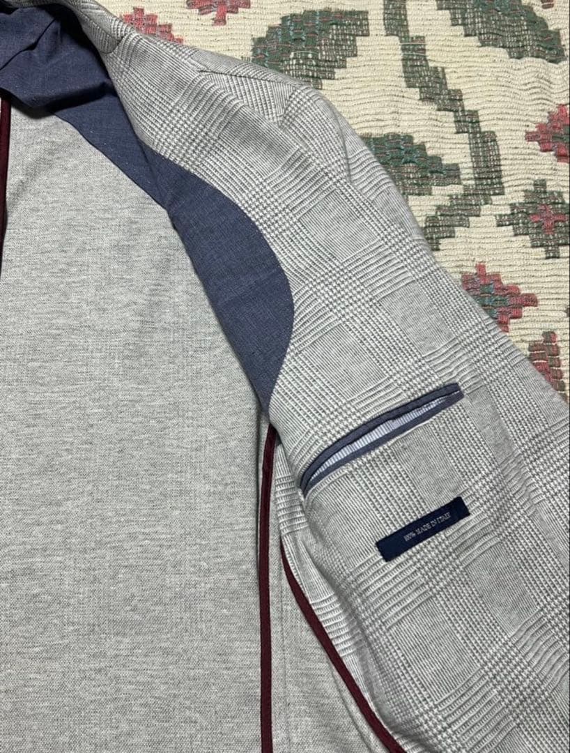 美品 SARTORIA LATORRE グレー チェック柄 2Bジャケット50