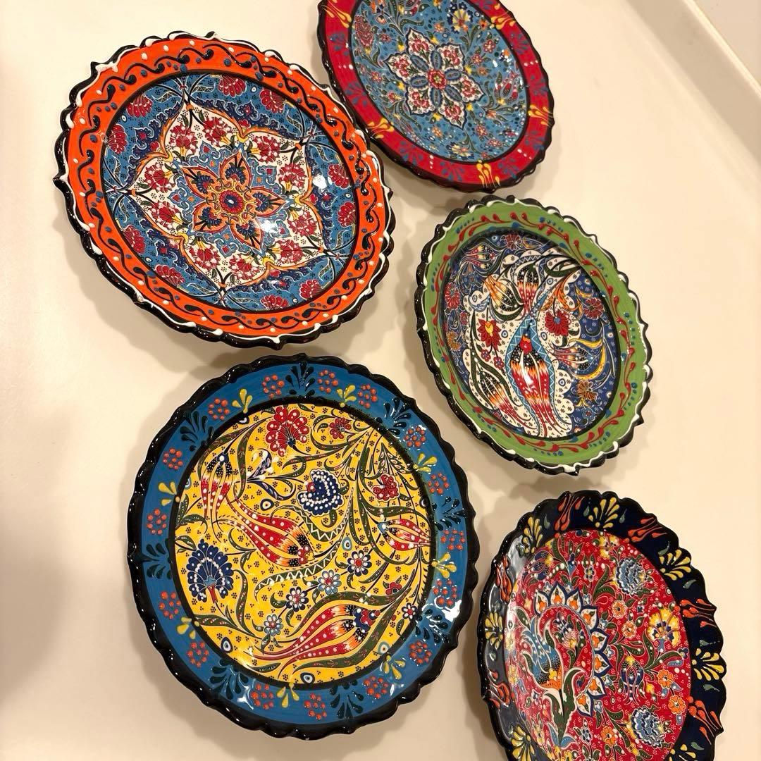 新品16,500円トルコ陶器セラミックプレート5枚セット