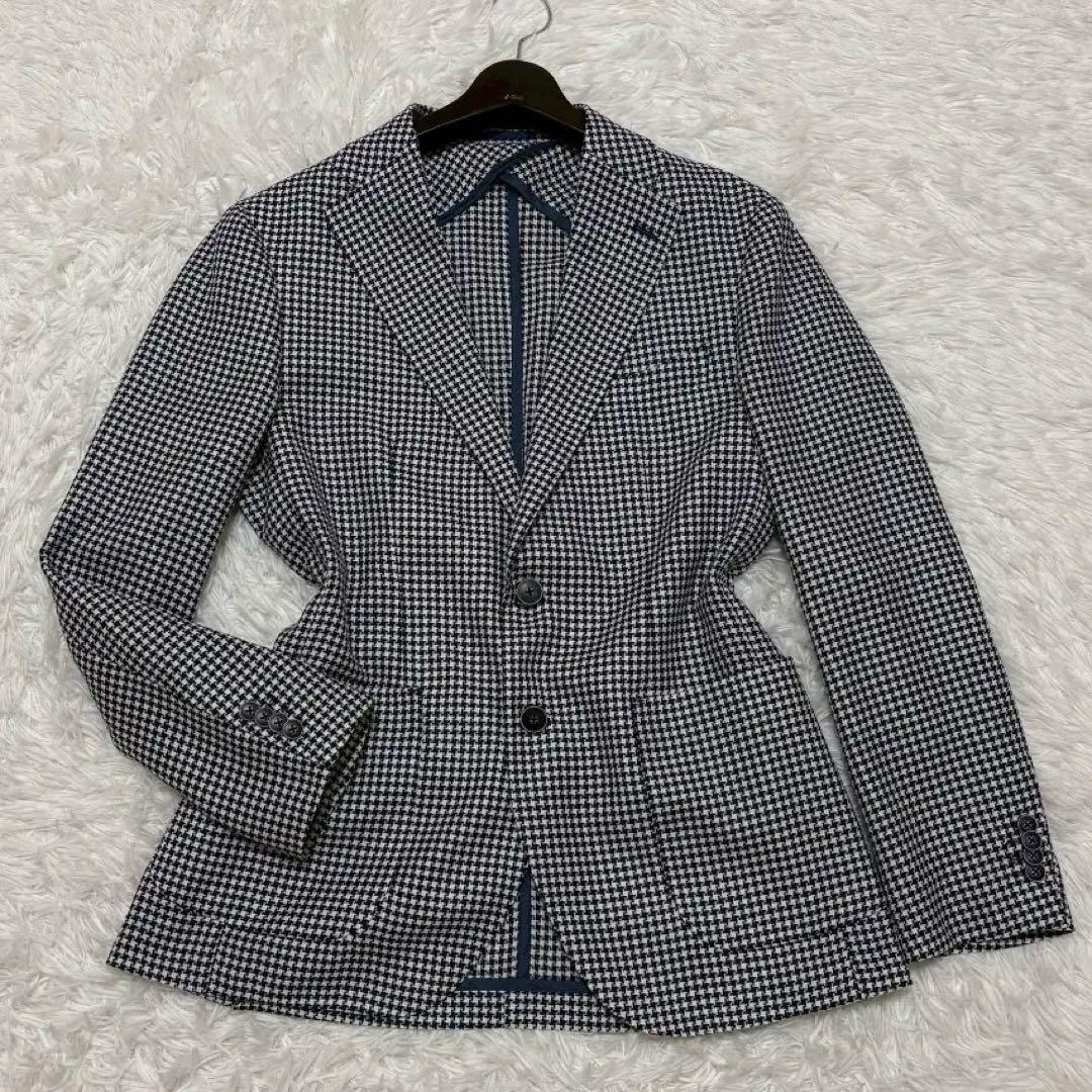 ◎極美品 ミツミネ テーラード 千鳥柄 M ウール 高級生地 春夏 アンコン