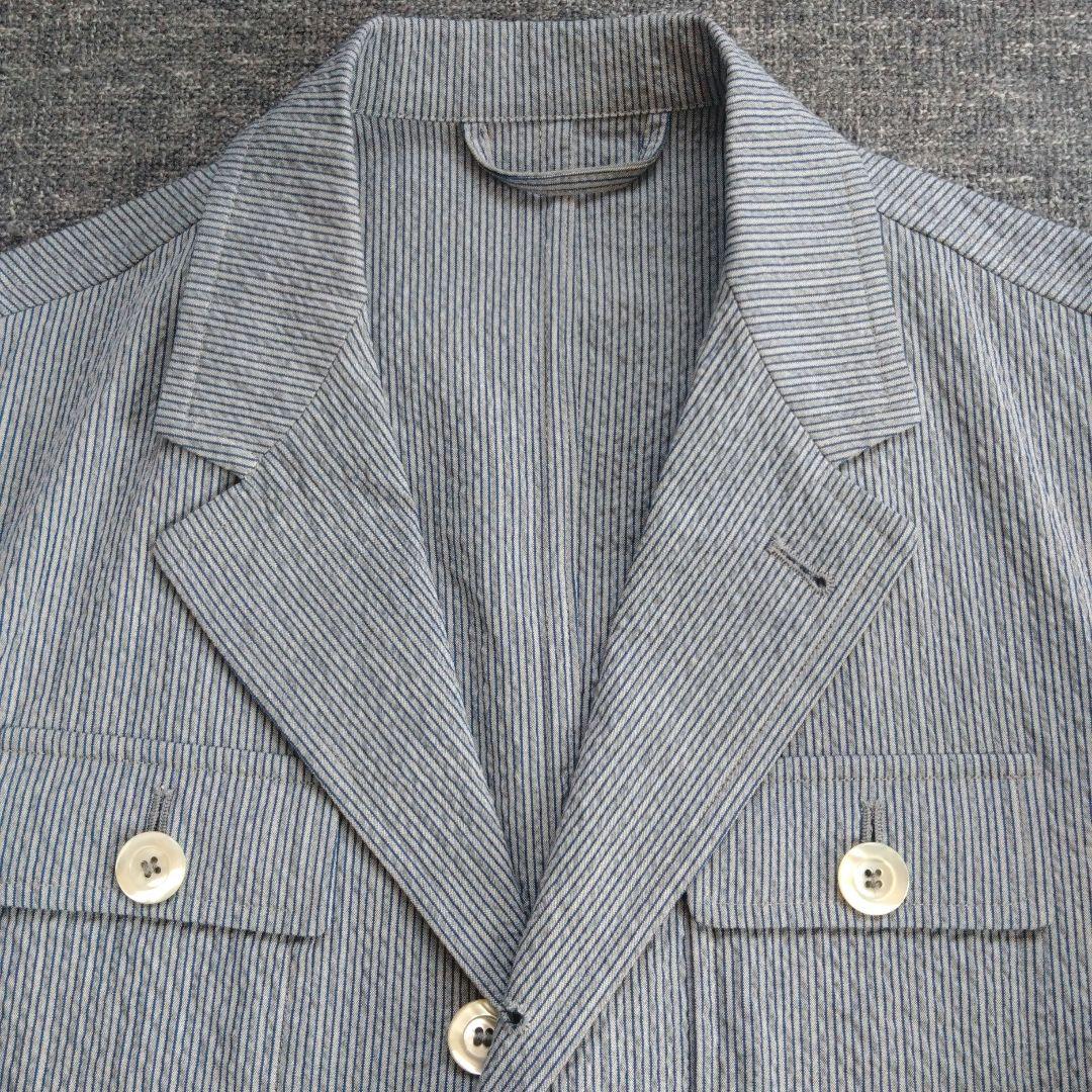 【SHIPS】シアサッカー生地ジャケット ライトブルー Size46