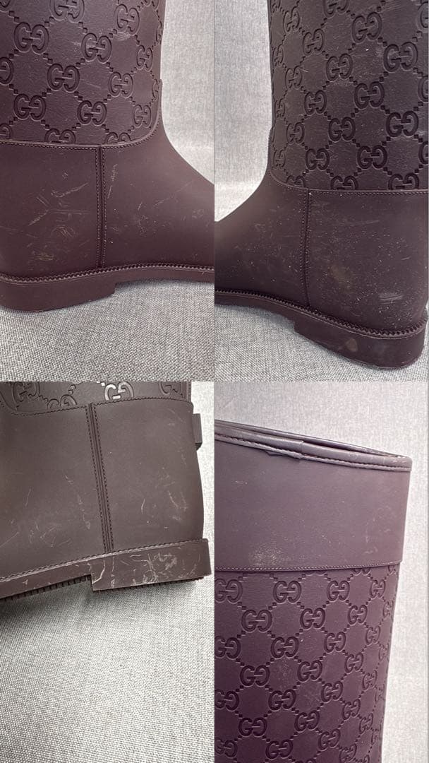 GUCCI グッチ ロング レインブーツ ロングブーツ ブラウン 24.0cm