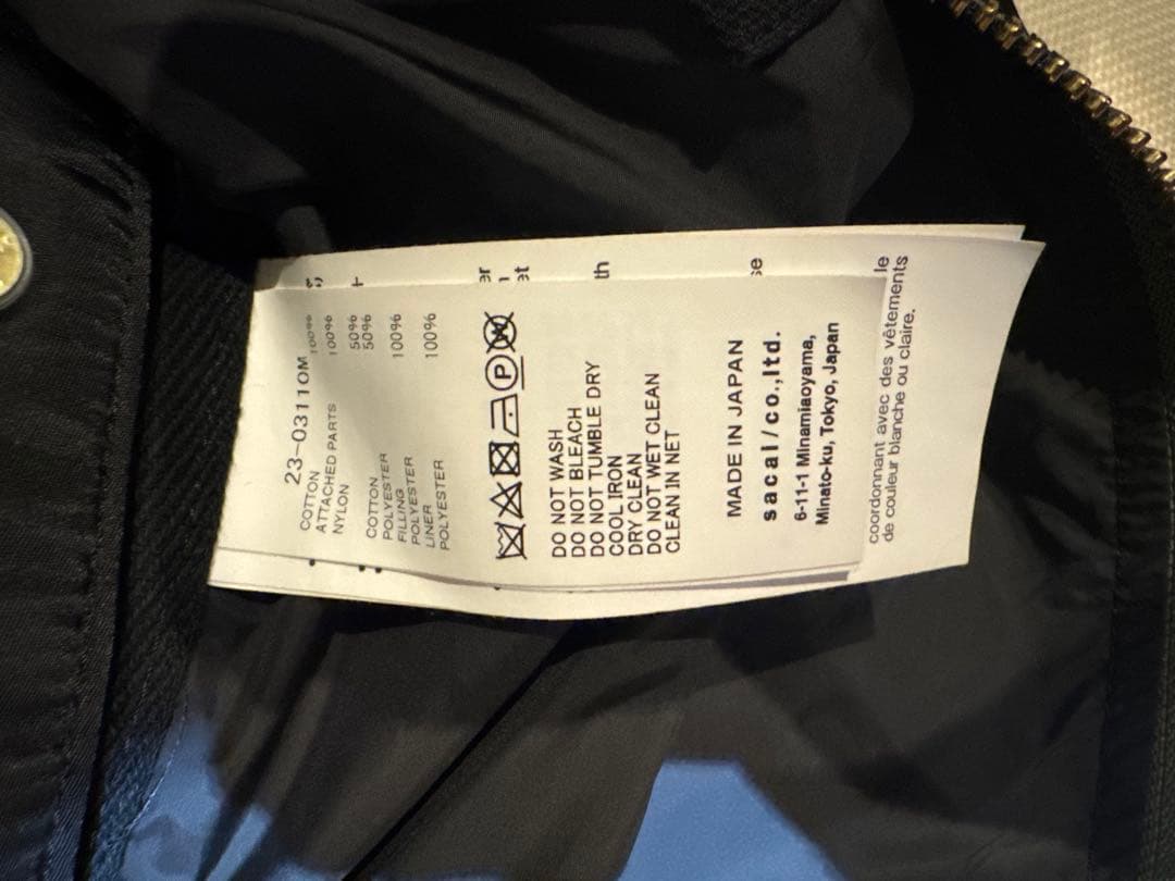 Carhartt x sacai MA-1 Jacket 2 黒　ジャケット