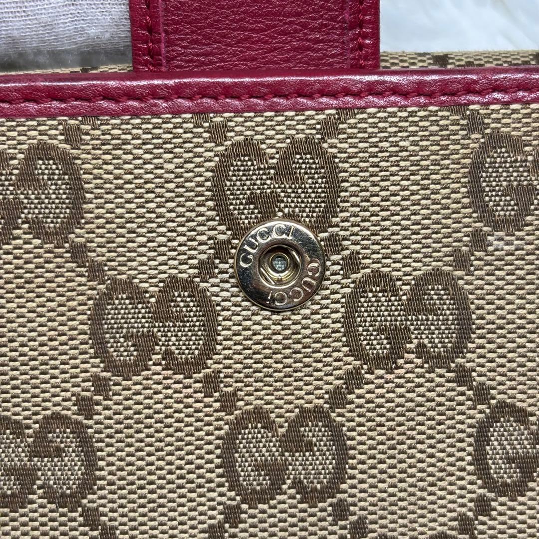 ✨美品✨ グッチ 二つ折り財布 GGキャンバス ラブリーハート フラップ レッド