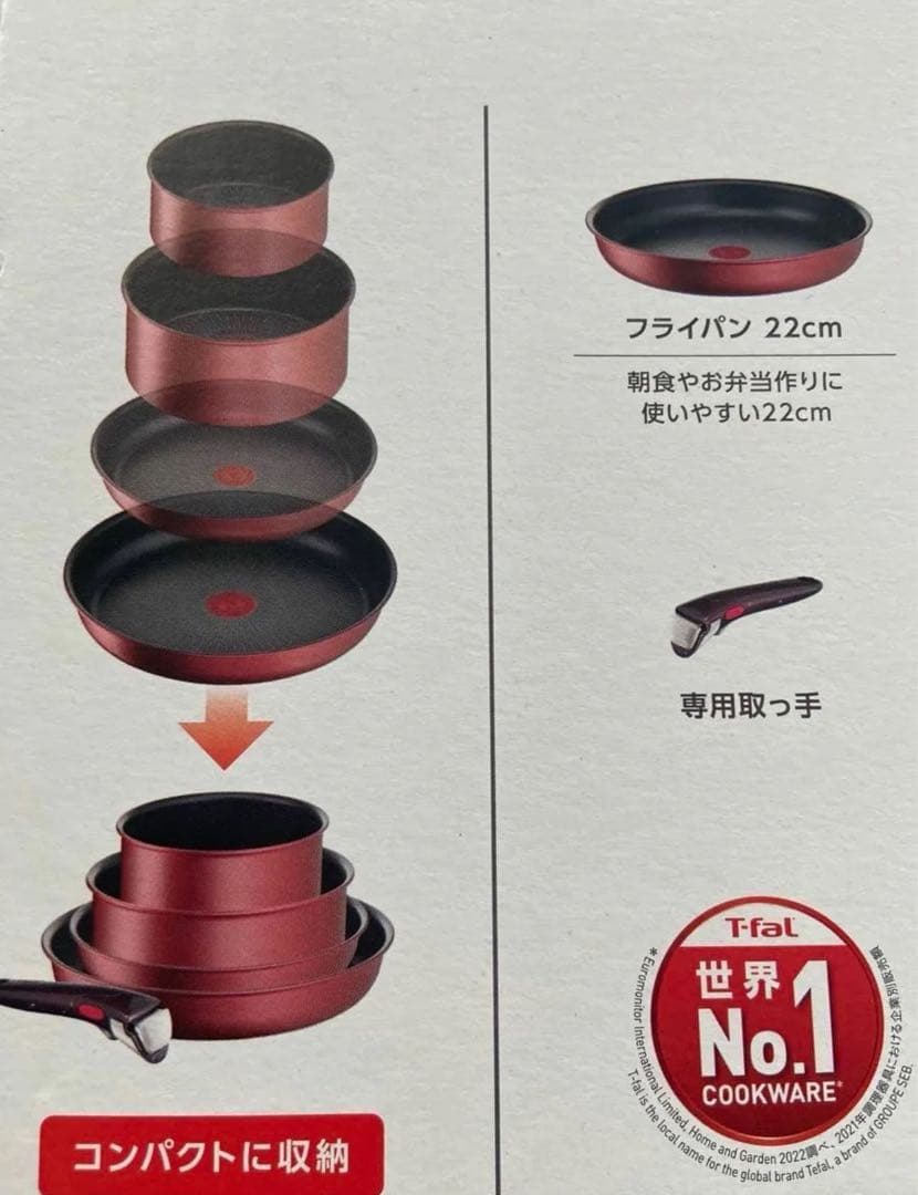 値下げ新品ティファール食洗機対応20cmソースパン・22cmフライパン6点セット