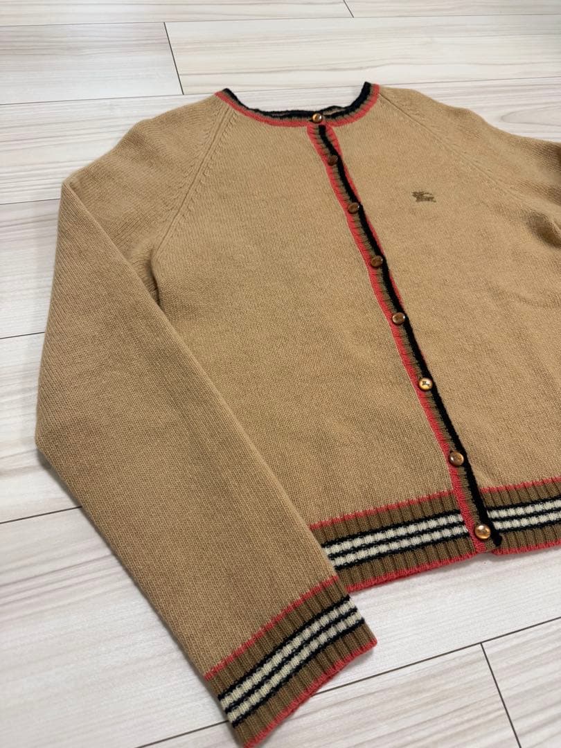 BURBERRY ウール100% カーディガン ホースロゴボタン M ベージュ
