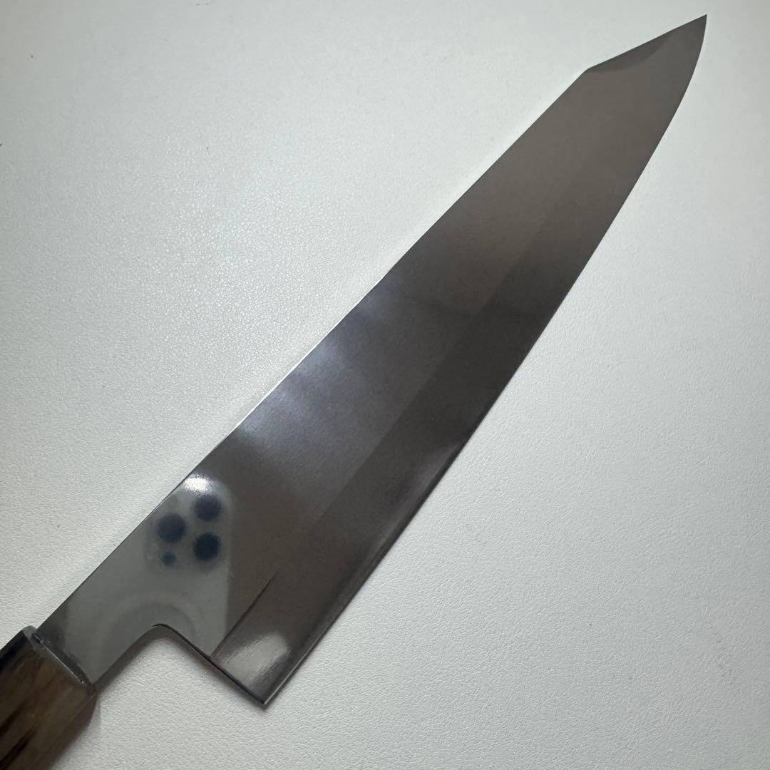 切付牛刀 270mm 片刃 鏡面仕上げ 欅八角柄（縮杢）白水牛角