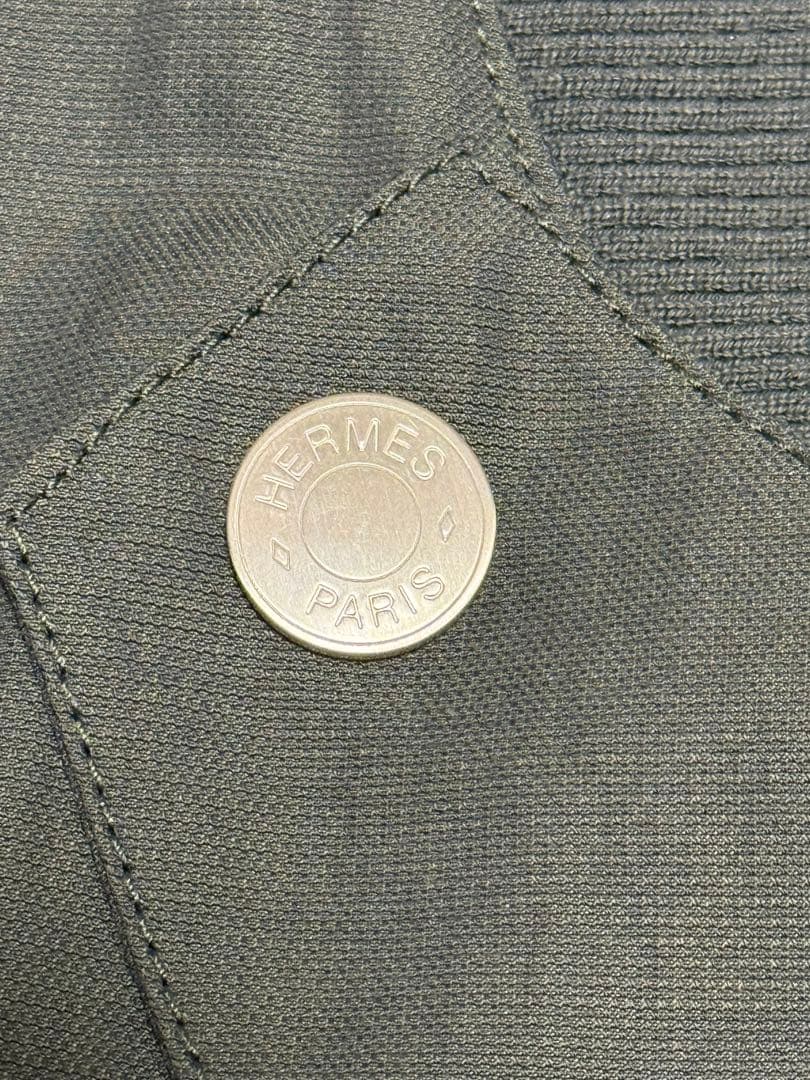 HERMES フラップカラーのリブトリムジャケット　サイズ48 ブルゾン