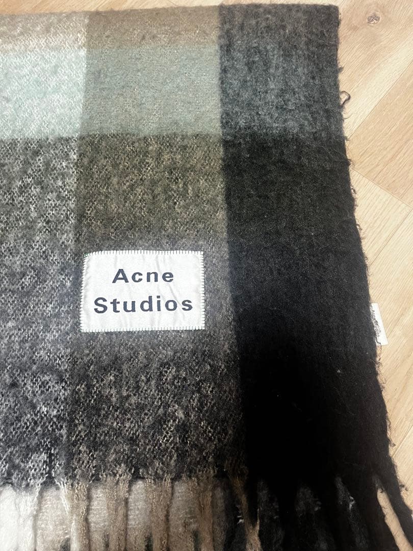 Acne Studios スカーフ マフラー モヘア チェック グリーン