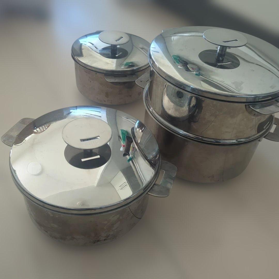 クリステル 両手鍋 3個セット　蒸し器３種類