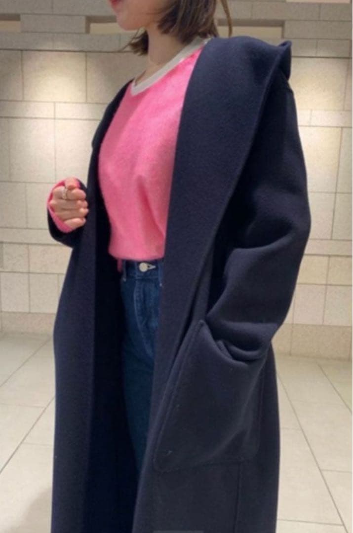 人気定番⭐︎UNITEDARROWS ダブルフェイスフーデッドコート36 ネイビー