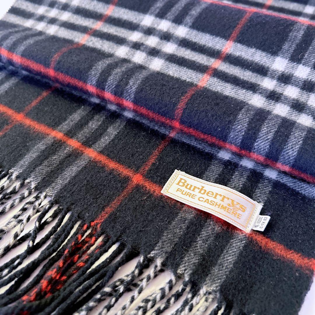 ✨美品✨BURBERRY カシミヤ100% マフラー ノバチェック ネイビー