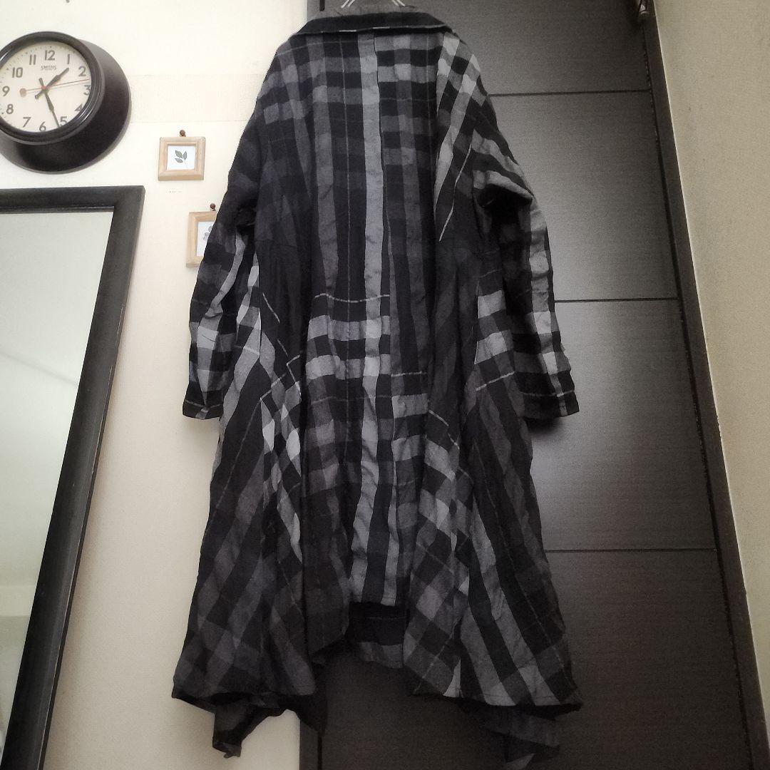 あ*ん様 a2 美品 慈雨/センソユニコ チェック 変形 コート 42/大きいサ