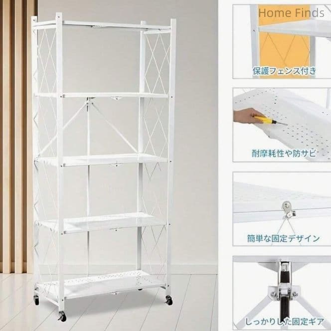 幅 70ステンレス製メタルラック キャスター付き 折りたたみ式 キッチン用2 点