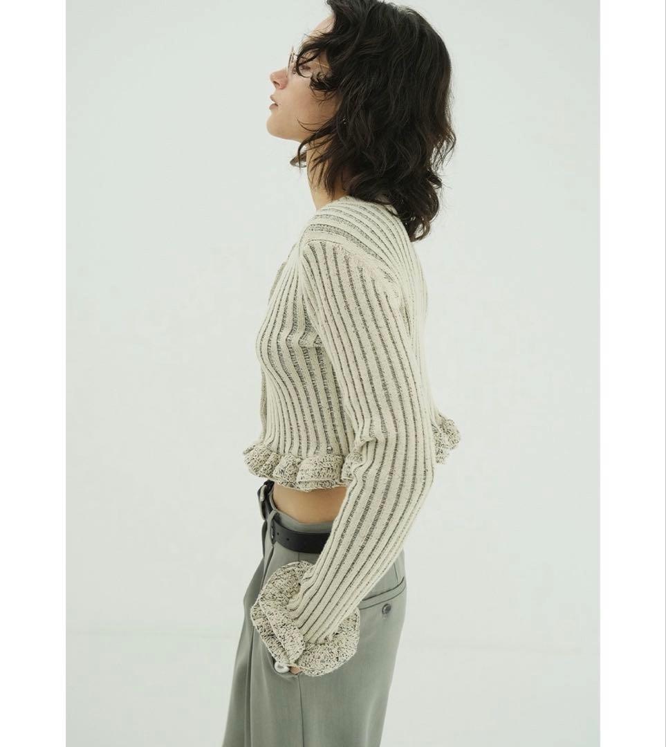 CLANE W FACE SHORT FRILLED KNIT TOPS新品1