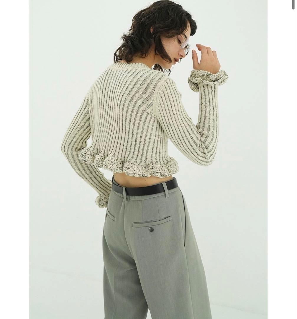 CLANE W FACE SHORT FRILLED KNIT TOPS新品1