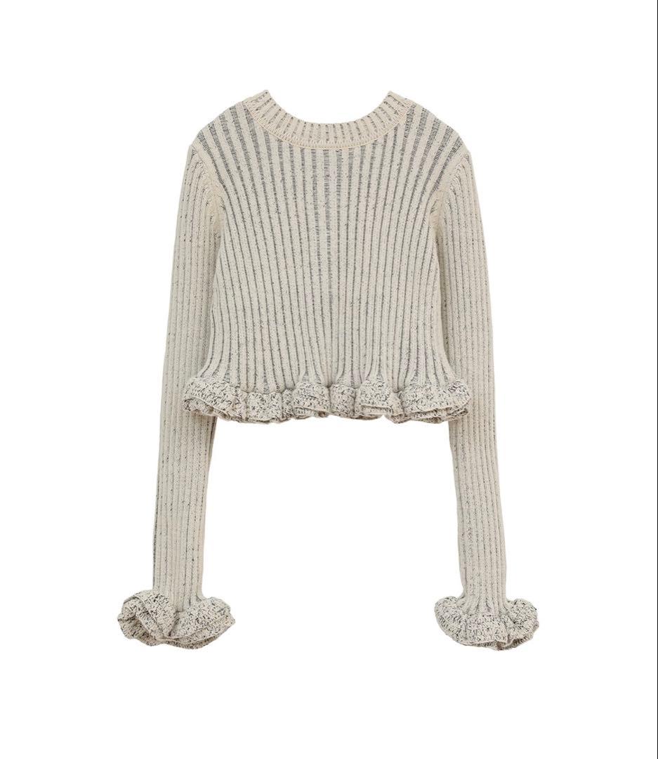 CLANE W FACE SHORT FRILLED KNIT TOPS新品1