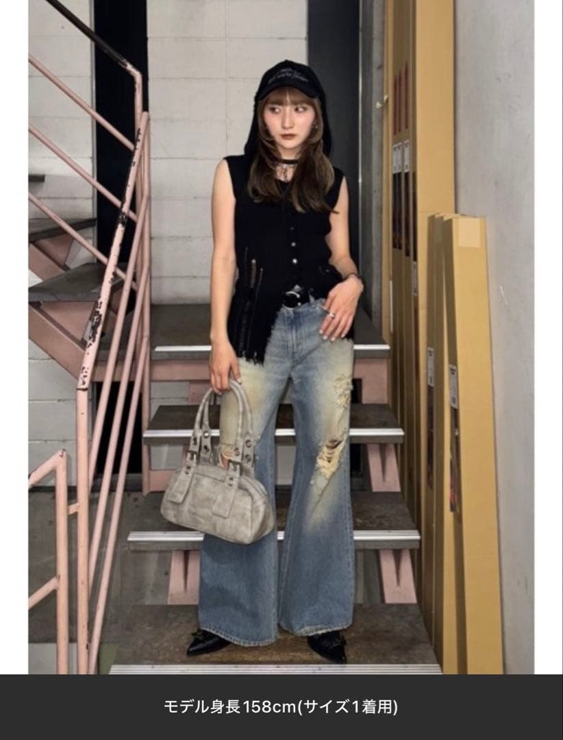 美品 スライ デニム サイズ1 ワイド フレア ライトブルー レディース